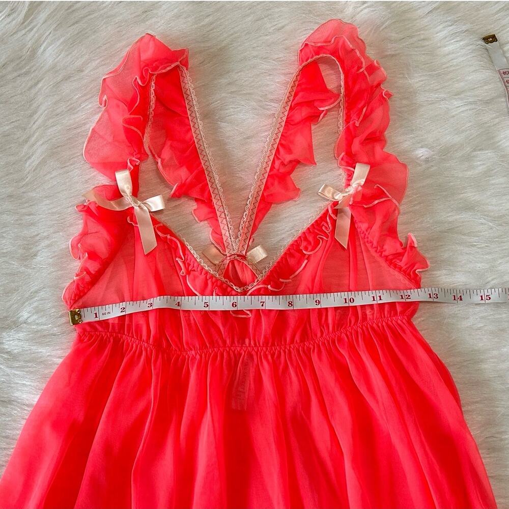 Victorias Secret Y2K Pink Ruffle Lingerie Babydoll Slip Top Size Medium Coquette - Picture 10 of 12